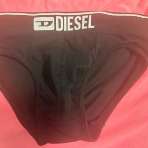 Diesel Men's Black Briefs with Gray Logo